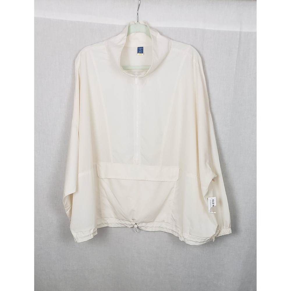 Old Navy StretchTech Quarter Zip Windbreaker Cream White 4X Plus Packable